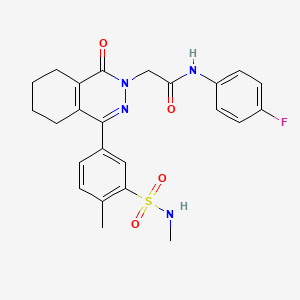 molecular formula C24H25FN4O4S B11302521 N-(4-fluorophenyl)-2-{4-[4-methyl-3-(methylsulfamoyl)phenyl]-1-oxo-5,6,7,8-tetrahydrophthalazin-2(1H)-yl}acetamide 
