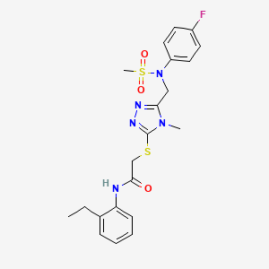 molecular formula C21H24FN5O3S2 B11302589 N-(2-ethylphenyl)-2-[(5-{[(4-fluorophenyl)(methylsulfonyl)amino]methyl}-4-methyl-4H-1,2,4-triazol-3-yl)sulfanyl]acetamide 