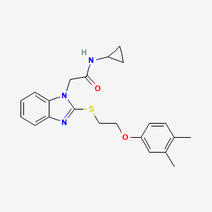molecular formula C22H25N3O2S B11302618 N-cyclopropyl-2-(2-{[2-(3,4-dimethylphenoxy)ethyl]sulfanyl}-1H-benzimidazol-1-yl)acetamide 