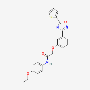 molecular formula C22H19N3O4S B11302620 N-(4-ethoxyphenyl)-2-{3-[5-(thiophen-2-yl)-1,2,4-oxadiazol-3-yl]phenoxy}acetamide 