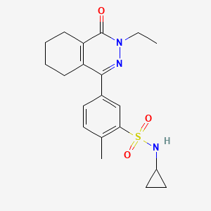 molecular formula C20H25N3O3S B11302663 N-cyclopropyl-5-(3-ethyl-4-oxo-3,4,5,6,7,8-hexahydrophthalazin-1-yl)-2-methylbenzenesulfonamide 