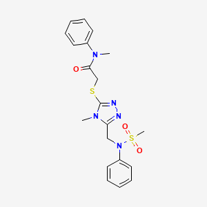 molecular formula C20H23N5O3S2 B11302712 N-methyl-2-[(4-methyl-5-{[(methylsulfonyl)(phenyl)amino]methyl}-4H-1,2,4-triazol-3-yl)sulfanyl]-N-phenylacetamide 