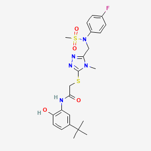 molecular formula C23H28FN5O4S2 B11302718 N-(5-tert-butyl-2-hydroxyphenyl)-2-[(5-{[(4-fluorophenyl)(methylsulfonyl)amino]methyl}-4-methyl-4H-1,2,4-triazol-3-yl)sulfanyl]acetamide 