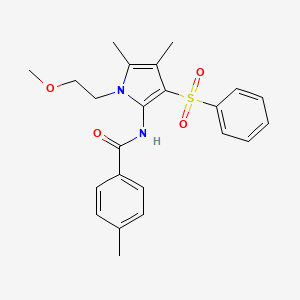 molecular formula C23H26N2O4S B11302875 N-[1-(2-methoxyethyl)-4,5-dimethyl-3-(phenylsulfonyl)-1H-pyrrol-2-yl]-4-methylbenzamide 