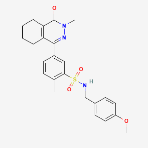 molecular formula C24H27N3O4S B11302931 N-(4-methoxybenzyl)-2-methyl-5-(3-methyl-4-oxo-3,4,5,6,7,8-hexahydrophthalazin-1-yl)benzenesulfonamide 