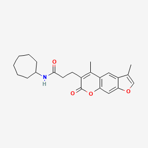 molecular formula C23H27NO4 B11303023 N-cycloheptyl-3-(3,5-dimethyl-7-oxo-7H-furo[3,2-g]chromen-6-yl)propanamide 