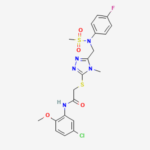 molecular formula C20H21ClFN5O4S2 B11303041 N-(5-chloro-2-methoxyphenyl)-2-[(5-{[(4-fluorophenyl)(methylsulfonyl)amino]methyl}-4-methyl-4H-1,2,4-triazol-3-yl)sulfanyl]acetamide 