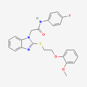 molecular formula C24H22FN3O3S B11303049 N-(4-fluorophenyl)-2-(2-{[2-(2-methoxyphenoxy)ethyl]sulfanyl}-1H-benzimidazol-1-yl)acetamide 