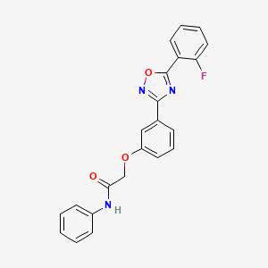 molecular formula C22H16FN3O3 B11303055 2-{3-[5-(2-fluorophenyl)-1,2,4-oxadiazol-3-yl]phenoxy}-N-phenylacetamide 
