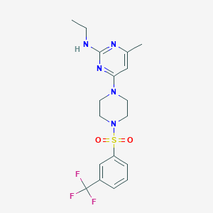 molecular formula C18H22F3N5O2S B11303180 N-Ethyl-4-methyl-6-{4-[3-(trifluoromethyl)benzenesulfonyl]piperazin-1-YL}pyrimidin-2-amine 