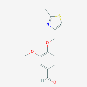 molecular formula C13H13NO3S B113032 3-甲氧基-4-[(2-甲基-1,3-噻唑-4-基)甲氧基]苯甲醛 CAS No. 795290-89-0