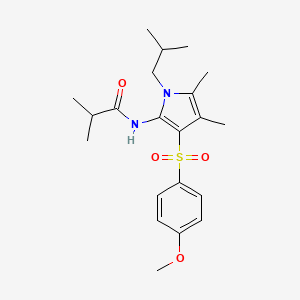 molecular formula C21H30N2O4S B11303234 N-{3-[(4-methoxyphenyl)sulfonyl]-4,5-dimethyl-1-(2-methylpropyl)-1H-pyrrol-2-yl}-2-methylpropanamide 