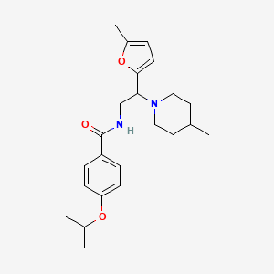 molecular formula C23H32N2O3 B11303306 N-[2-(5-methylfuran-2-yl)-2-(4-methylpiperidin-1-yl)ethyl]-4-(propan-2-yloxy)benzamide 