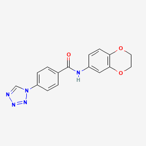 molecular formula C16H13N5O3 B11303413 N-(2,3-dihydro-1,4-benzodioxin-6-yl)-4-(1H-tetrazol-1-yl)benzamide 