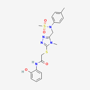 molecular formula C20H23N5O4S2 B11303522 N-(2-hydroxyphenyl)-2-[(4-methyl-5-{[(4-methylphenyl)(methylsulfonyl)amino]methyl}-4H-1,2,4-triazol-3-yl)sulfanyl]acetamide 