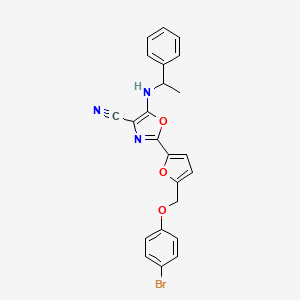 molecular formula C23H18BrN3O3 B11303554 2-{5-[(4-Bromophenoxy)methyl]furan-2-yl}-5-[(1-phenylethyl)amino]-1,3-oxazole-4-carbonitrile 