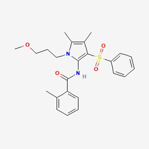 molecular formula C24H28N2O4S B11303598 N-[1-(3-methoxypropyl)-4,5-dimethyl-3-(phenylsulfonyl)-1H-pyrrol-2-yl]-2-methylbenzamide 