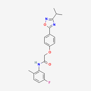 molecular formula C20H20FN3O3 B11303638 N-(5-fluoro-2-methylphenyl)-2-{4-[3-(propan-2-yl)-1,2,4-oxadiazol-5-yl]phenoxy}acetamide 