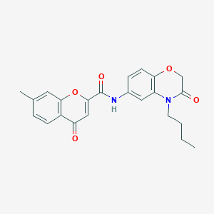 molecular formula C23H22N2O5 B11303660 N-(4-butyl-3-oxo-3,4-dihydro-2H-1,4-benzoxazin-6-yl)-7-methyl-4-oxo-4H-chromene-2-carboxamide 