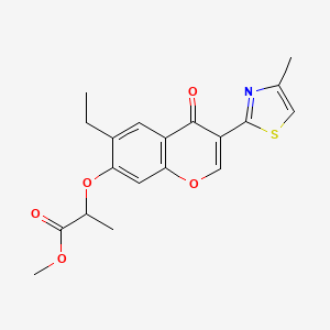 molecular formula C19H19NO5S B11303702 methyl 2-{[6-ethyl-3-(4-methyl-1,3-thiazol-2-yl)-4-oxo-4H-chromen-7-yl]oxy}propanoate 
