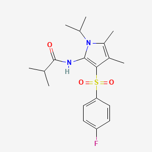 molecular formula C19H25FN2O3S B11303828 N-{3-[(4-fluorophenyl)sulfonyl]-4,5-dimethyl-1-(propan-2-yl)-1H-pyrrol-2-yl}-2-methylpropanamide 
