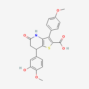 molecular formula C22H19NO6S B11303985 5-Hydroxy-7-(3-hydroxy-4-methoxyphenyl)-3-(4-methoxyphenyl)-6,7-dihydrothieno[3,2-b]pyridine-2-carboxylic acid 