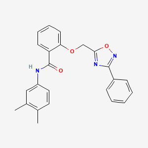 molecular formula C24H21N3O3 B11304038 N-(3,4-dimethylphenyl)-2-[(3-phenyl-1,2,4-oxadiazol-5-yl)methoxy]benzamide 