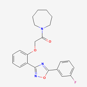 molecular formula C22H22FN3O3 B11304046 1-(Azepan-1-yl)-2-{2-[5-(3-fluorophenyl)-1,2,4-oxadiazol-3-yl]phenoxy}ethanone 