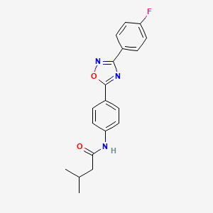 molecular formula C19H18FN3O2 B11304060 N-{4-[3-(4-fluorophenyl)-1,2,4-oxadiazol-5-yl]phenyl}-3-methylbutanamide 