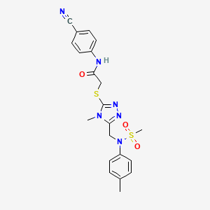 molecular formula C21H22N6O3S2 B11304364 N-(4-cyanophenyl)-2-[(4-methyl-5-{[(4-methylphenyl)(methylsulfonyl)amino]methyl}-4H-1,2,4-triazol-3-yl)sulfanyl]acetamide 
