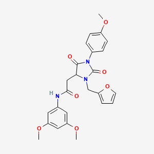 molecular formula C25H25N3O7 B11304515 N-(3,5-dimethoxyphenyl)-2-[3-(furan-2-ylmethyl)-1-(4-methoxyphenyl)-2,5-dioxoimidazolidin-4-yl]acetamide 