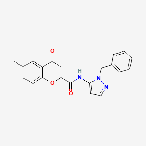 molecular formula C22H19N3O3 B11304620 N-(1-benzyl-1H-pyrazol-5-yl)-6,8-dimethyl-4-oxo-4H-chromene-2-carboxamide 
