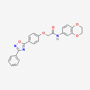 molecular formula C24H19N3O5 B11304631 N-(2,3-dihydro-1,4-benzodioxin-6-yl)-2-[4-(3-phenyl-1,2,4-oxadiazol-5-yl)phenoxy]acetamide 