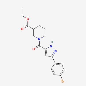 molecular formula C18H20BrN3O3 B11304721 ethyl 1-[3-(4-bromophenyl)-1H-pyrazole-5-carbonyl]piperidine-3-carboxylate 