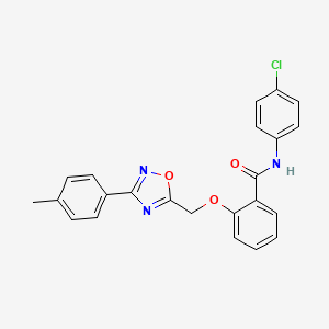 molecular formula C23H18ClN3O3 B11304823 N-(4-chlorophenyl)-2-{[3-(4-methylphenyl)-1,2,4-oxadiazol-5-yl]methoxy}benzamide 