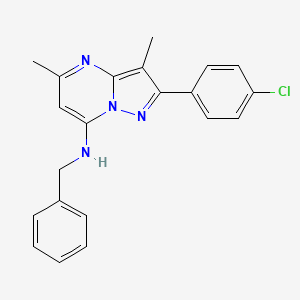molecular formula C21H19ClN4 B11304867 N-benzyl-2-(4-chlorophenyl)-3,5-dimethylpyrazolo[1,5-a]pyrimidin-7-amine 