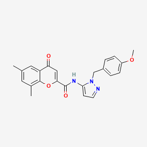 molecular formula C23H21N3O4 B11305128 N-[1-(4-methoxybenzyl)-1H-pyrazol-5-yl]-6,8-dimethyl-4-oxo-4H-chromene-2-carboxamide 