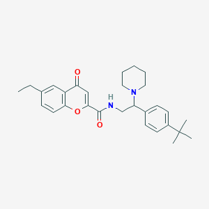 molecular formula C29H36N2O3 B11305395 N-[2-(4-tert-butylphenyl)-2-(piperidin-1-yl)ethyl]-6-ethyl-4-oxo-4H-chromene-2-carboxamide 