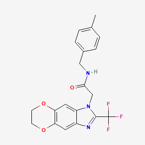 molecular formula C20H18F3N3O3 B11305417 N-(4-methylbenzyl)-2-[2-(trifluoromethyl)-6,7-dihydro-1H-[1,4]dioxino[2,3-f]benzimidazol-1-yl]acetamide 