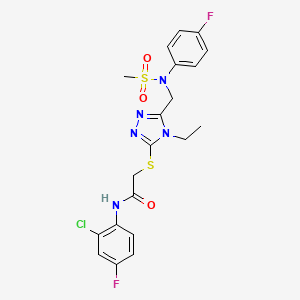 molecular formula C20H20ClF2N5O3S2 B11305533 N-(2-chloro-4-fluorophenyl)-2-[(4-ethyl-5-{[(4-fluorophenyl)(methylsulfonyl)amino]methyl}-4H-1,2,4-triazol-3-yl)sulfanyl]acetamide 