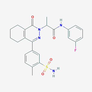 molecular formula C24H25FN4O4S B11305619 N-(3-fluorophenyl)-2-[4-(4-methyl-3-sulfamoylphenyl)-1-oxo-5,6,7,8-tetrahydrophthalazin-2(1H)-yl]propanamide 