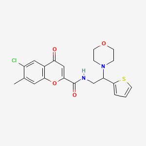 molecular formula C21H21ClN2O4S B11305783 6-chloro-7-methyl-N-[2-(morpholin-4-yl)-2-(thiophen-2-yl)ethyl]-4-oxo-4H-chromene-2-carboxamide 