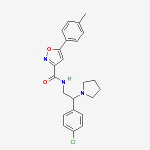 molecular formula C23H24ClN3O2 B11305886 N-[2-(4-chlorophenyl)-2-(pyrrolidin-1-yl)ethyl]-5-(4-methylphenyl)-1,2-oxazole-3-carboxamide 