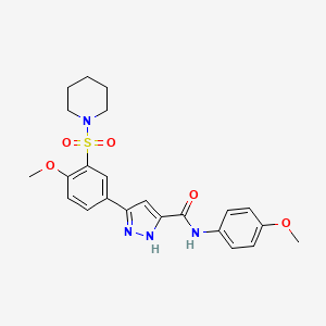 molecular formula C23H26N4O5S B11305923 N-(4-methoxyphenyl)-5-[4-methoxy-3-(piperidin-1-ylsulfonyl)phenyl]-1H-pyrazole-3-carboxamide 