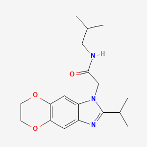 molecular formula C18H25N3O3 B11305935 N-isobutyl-2-(2-isopropyl-6,7-dihydro-1H-[1,4]dioxino[2,3-f]benzimidazol-1-yl)acetamide 