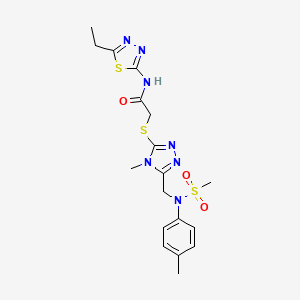 molecular formula C18H23N7O3S3 B11305999 N-(5-ethyl-1,3,4-thiadiazol-2-yl)-2-[(4-methyl-5-{[(4-methylphenyl)(methylsulfonyl)amino]methyl}-4H-1,2,4-triazol-3-yl)sulfanyl]acetamide 