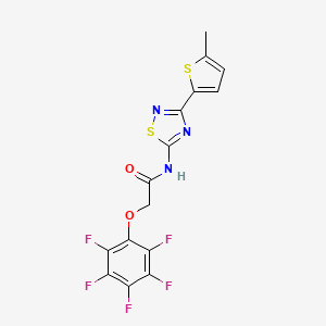 molecular formula C15H8F5N3O2S2 B11306317 N-[3-(5-methylthiophen-2-yl)-1,2,4-thiadiazol-5-yl]-2-(pentafluorophenoxy)acetamide 