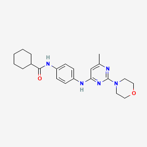molecular formula C22H29N5O2 B11306345 N-(4-((6-methyl-2-morpholinopyrimidin-4-yl)amino)phenyl)cyclohexanecarboxamide 