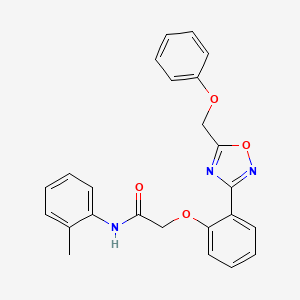 molecular formula C24H21N3O4 B11306400 N-(2-methylphenyl)-2-{2-[5-(phenoxymethyl)-1,2,4-oxadiazol-3-yl]phenoxy}acetamide 