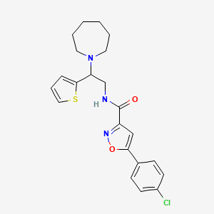 molecular formula C22H24ClN3O2S B11306522 N-[2-(azepan-1-yl)-2-(thiophen-2-yl)ethyl]-5-(4-chlorophenyl)-1,2-oxazole-3-carboxamide 